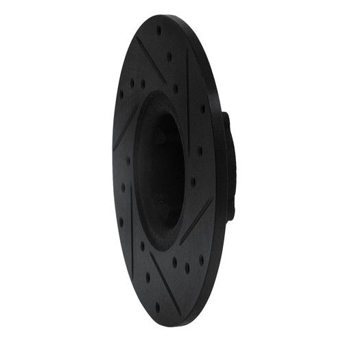 R1 63-79 Austin Healey Sprite Front Left Drilled & Slotted Black Brake Rotor ECB-64001L