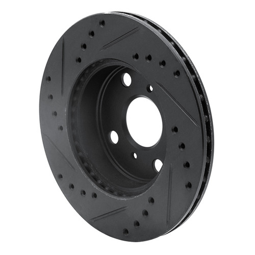 R1 84-88 Chevrolet Nova Front Left Drilled & Slotted Black Brake Rotor