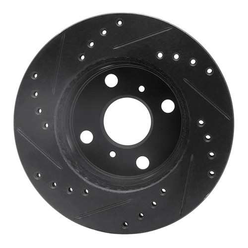 R1 84-88 Chevrolet Nova Front Left Drilled & Slotted Black Brake Rotor
