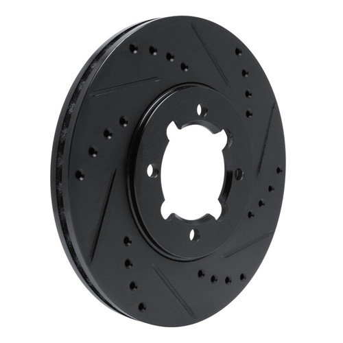 R1 83-84 Toyota Cressida Front Right Drilled & Slotted Black Brake Rotor