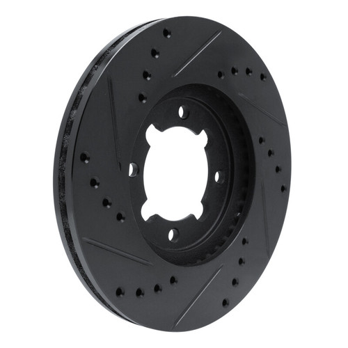 R1 83-84 Toyota Cressida Front Right Drilled & Slotted Black Brake Rotor