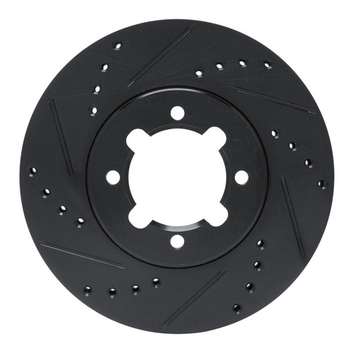 R1 83-84 Toyota Cressida Front Left Drilled & Slotted Black Brake Rotor