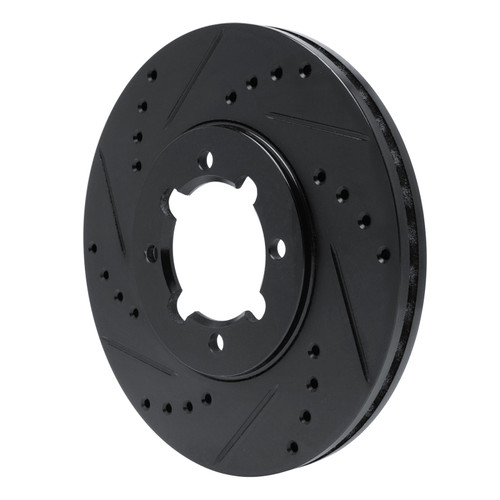 R1 83-84 Toyota Cressida Front Left Drilled & Slotted Black Brake Rotor