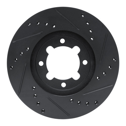 R1 83-84 Toyota Cressida Front Left Drilled & Slotted Black Brake Rotor