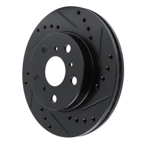 R1 83-86 Toyota Camry Front Right Drilled & Slotted Black Brake Rotor