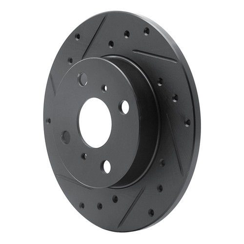 R1 83-90 Toyota Tercel Front Left Drilled & Slotted Black Brake Rotor