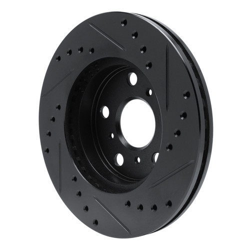 R1 83-86 Toyota Camry Front Left Drilled & Slotted Black Brake Rotor