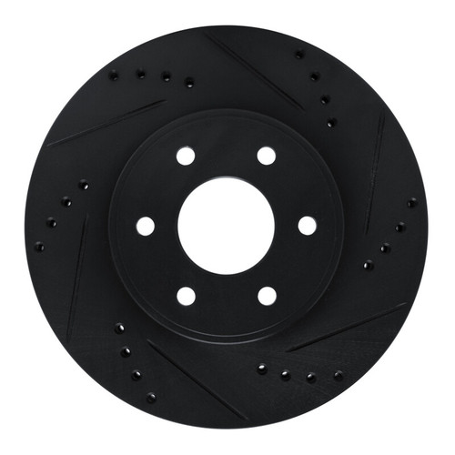 R1 16-22 Nissan NP300 Frontier (Mexico) Front Right Drilled & Slotted Black Brake Rotor