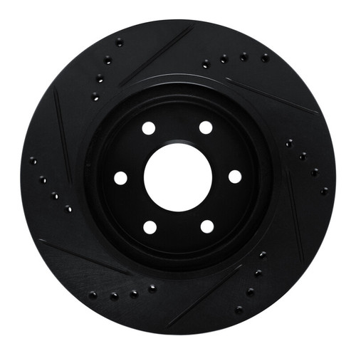 R1 16-22 Nissan NP300 Frontier (Mexico) Front Right Drilled & Slotted Black Brake Rotor