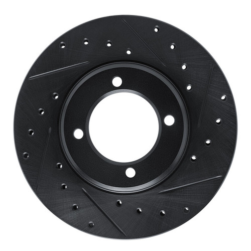 R1 81-82 Toyota Cressida Front Right Drilled & Slotted Black Brake Rotor