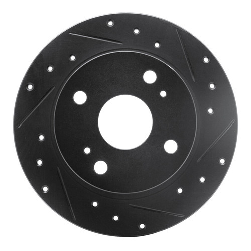 R1 79-81 Toyota Celica Rear Right Drilled & Slotted Black Brake Rotor