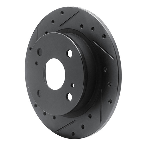 R1 79-81 Toyota Celica Rear Left Drilled & Slotted Black Brake Rotor