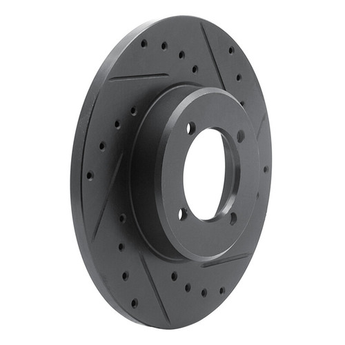 R1 72-82 Toyota CORONA Front Right Drilled & Slotted Black Brake Rotor