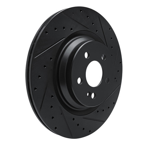 R1 20-26 Mercedes-Benz GLE53 AMG Rear Right Drilled & Slotted Black Brake Rotor