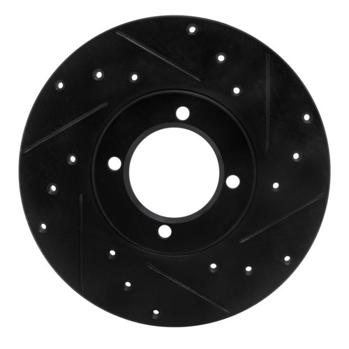 R1 76-81 Toyota Celica Front Right Drilled & Slotted Black Brake Rotor