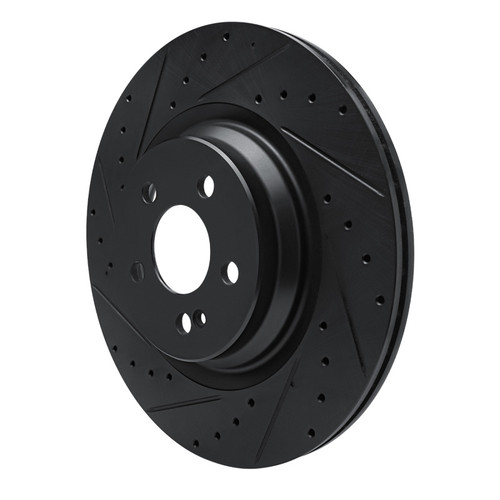 R1 20-26 Mercedes-Benz GLS580 Rear Left Drilled & Slotted Black Brake Rotor