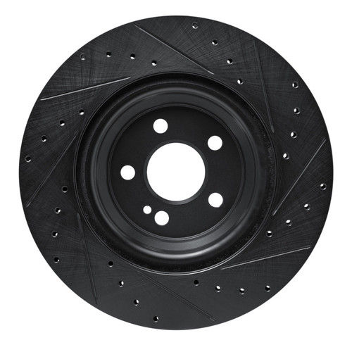 R1 20-26 Mercedes-Benz GLS580 Rear Left Drilled & Slotted Black Brake Rotor