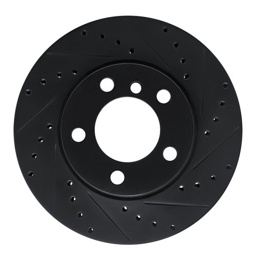 R1 12-20 BMW 320I (Mexico) Front Right Drilled & Slotted Black Brake Rotor