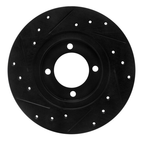 R1 80-83 Toyota Corolla (US/Canada) Front Right Drilled & Slotted Black Brake Rotor