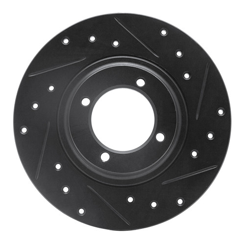 R1 81-84 Toyota STARLET Front Right Drilled & Slotted Black Brake Rotor