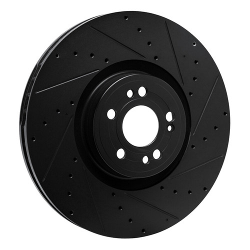 R1 20-26 Mercedes-Benz GLE450e Front Right Drilled & Slotted Black Brake Rotor