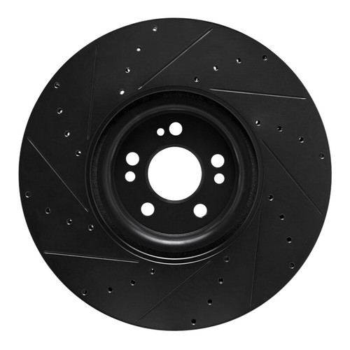 R1 20-26 Mercedes-Benz GLE450e Front Right Drilled & Slotted Black Brake Rotor