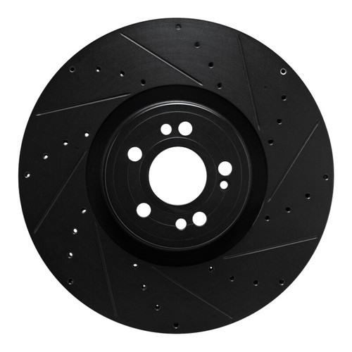 R1 20-26 Mercedes-Benz GLE450e Front Right Drilled & Slotted Black Brake Rotor