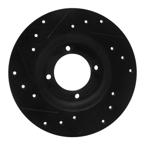 R1 75-79 Toyota Corolla (US/Canada) Front Right Drilled & Slotted Black Brake Rotor
