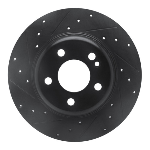 R1 15-21 Mercedes-Benz C300 Coupe & Convertible Rear Left Drilled & Slotted Black Brake Rotor