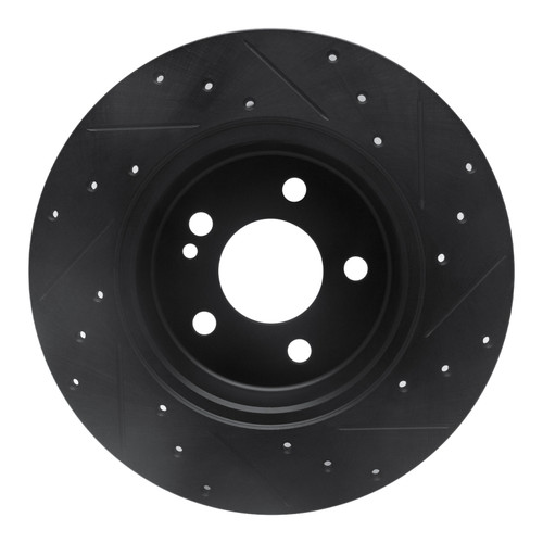 R1 15-21 Mercedes-Benz C300 Coupe & Convertible Rear Left Drilled & Slotted Black Brake Rotor