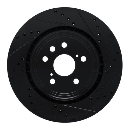 R1 20-25 Lexus RX350 Front Right Drilled & Slotted Black Brake Rotor
