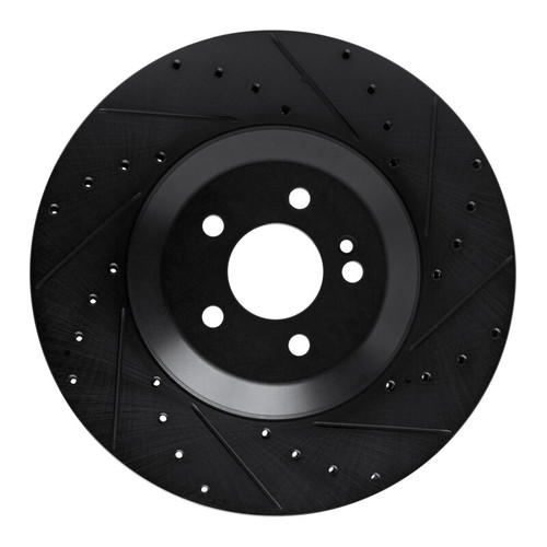 R1 17-23 Mercedes-Benz E450 Rear Right Drilled & Slotted Black Brake Rotor