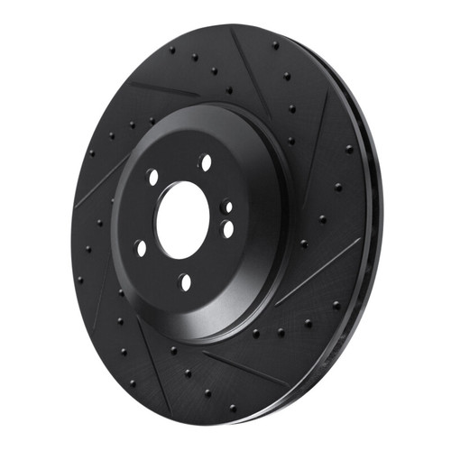 R1 17-23 Mercedes-Benz E450 Rear Right Drilled & Slotted Black Brake Rotor