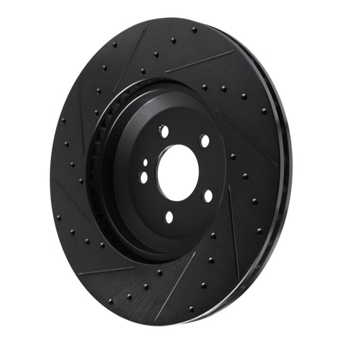 R1 17-23 Mercedes-Benz E450 Rear Right Drilled & Slotted Black Brake Rotor