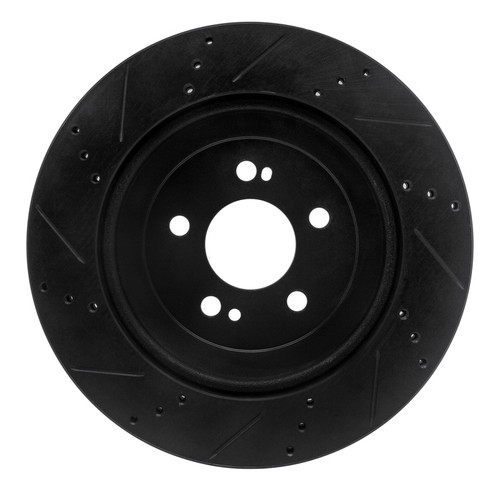 R1 15-21 Mercedes-Benz S550 Rear Right Drilled & Slotted Black Brake Rotor