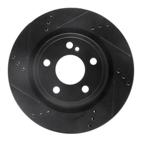 R1 14-19 Mercedes-Benz CLA250 Rear Left Drilled & Slotted Black Brake Rotor