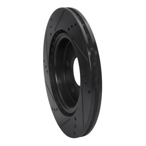 R1 14-19 Mercedes-Benz CLA250 Rear Right Drilled & Slotted Black Brake Rotor