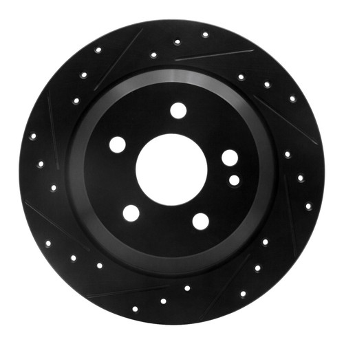 R1 16-23 Mercedes-Benz Metris Rear Left Drilled & Slotted Black Brake Rotor