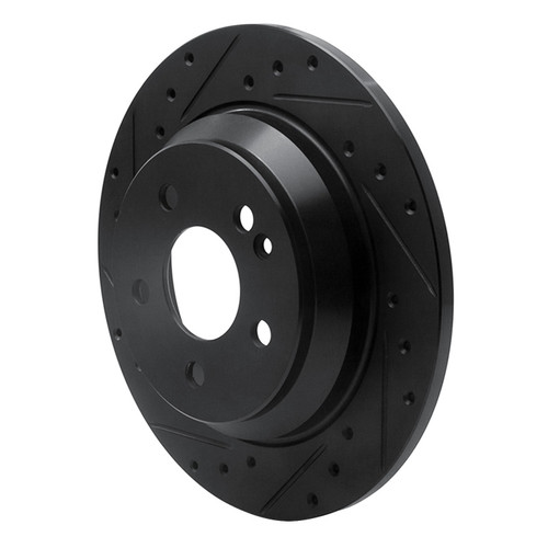 R1 16-23 Mercedes-Benz Metris Rear Left Drilled & Slotted Black Brake Rotor