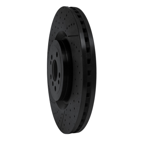 R1 12-19 Mercedes-Benz GL63 AMG Front Drilled & Slotted Black Brake Rotor