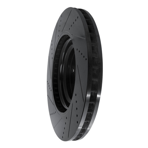 R1 10-17 Lexus LS460 Left Front Drilled & Slotted Black Brake Rotor