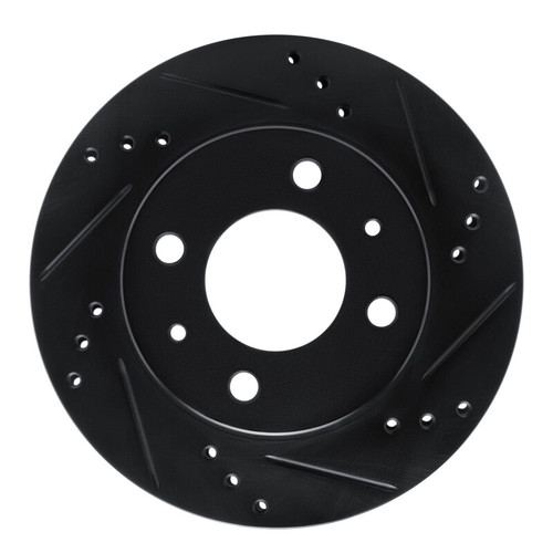 R1 98-12 Dodge ATOS (Mexico) Front Right Drilled & Slotted Black Brake Rotor