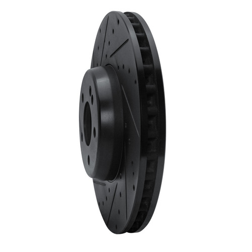 R1 15-23 Mercedes-Benz E300 Front Left Drilled & Slotted Black Brake Rotor