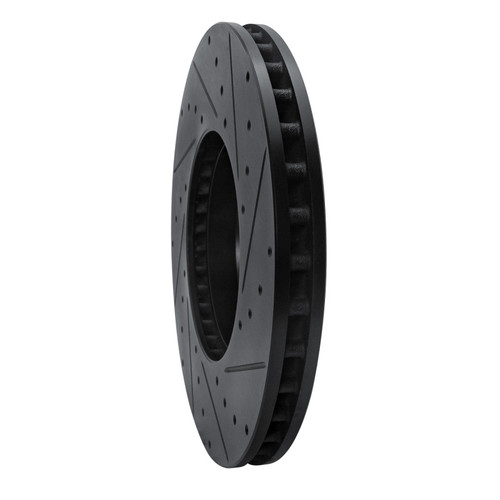R1 15-23 Mercedes-Benz E300 Front Left Drilled & Slotted Black Brake Rotor