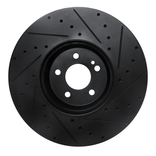 R1 15-23 Mercedes-Benz E300 Front Left Drilled & Slotted Black Brake Rotor