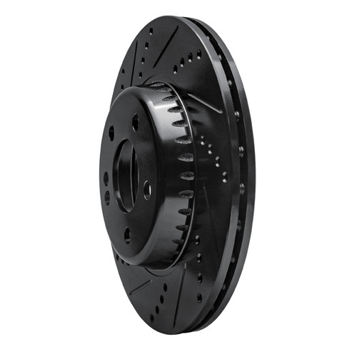 R1 15-23 Mercedes-Benz E300 Rear Left Drilled & Slotted Black Brake Rotor