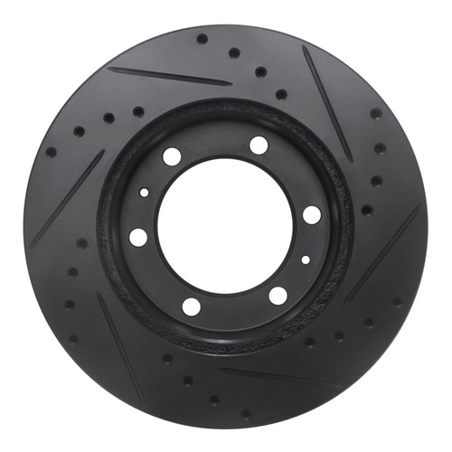 R1 09-15 Toyota Hilux (Mexico) Front Left Drilled & Slotted Black Brake Rotor
