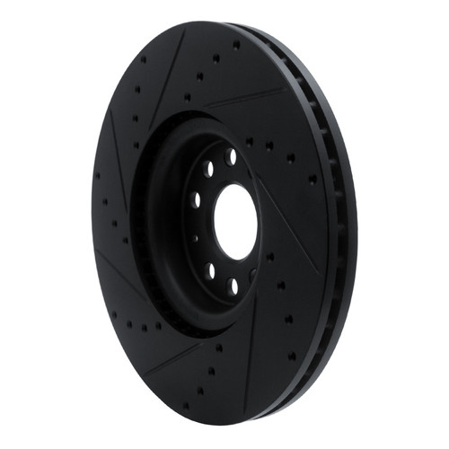 R1 18-25 Volkswagen ATLAS Front Right Drilled & Slotted Black Brake Rotor