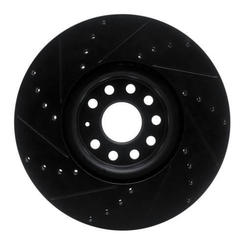 R1 18-25 Volkswagen ATLAS Front Right Drilled & Slotted Black Brake Rotor