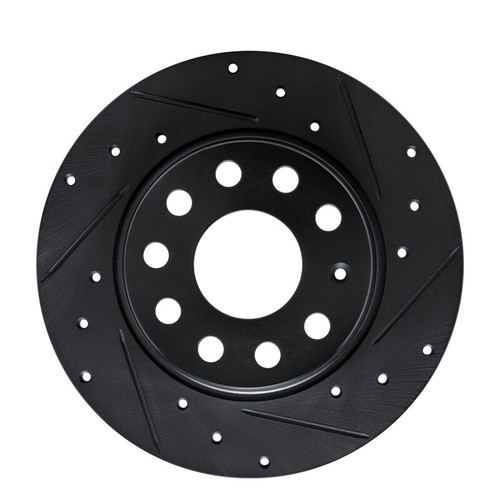 R1 17-25 Audi Q2 (Mexico) Rear Right Drilled & Slotted Black Brake Rotor